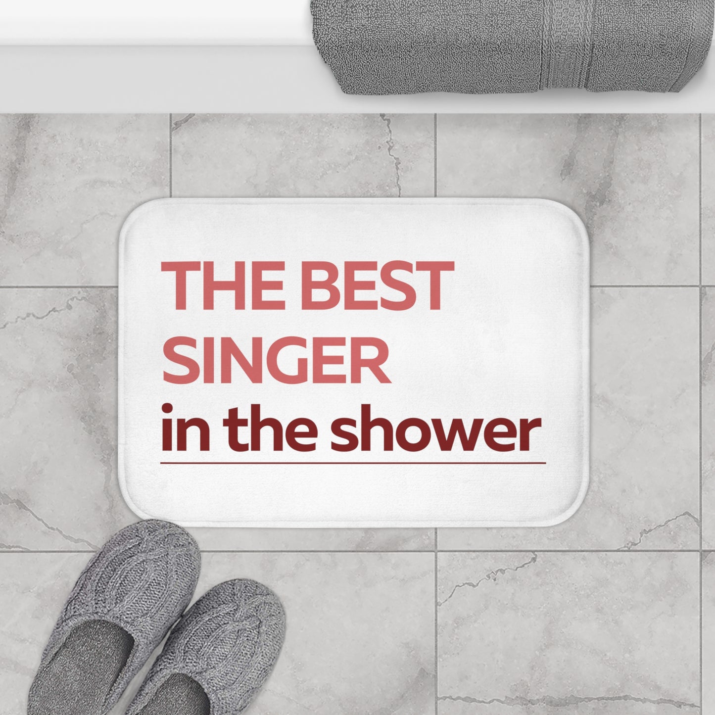 The Best Singer in The Shower Red Bath Mat