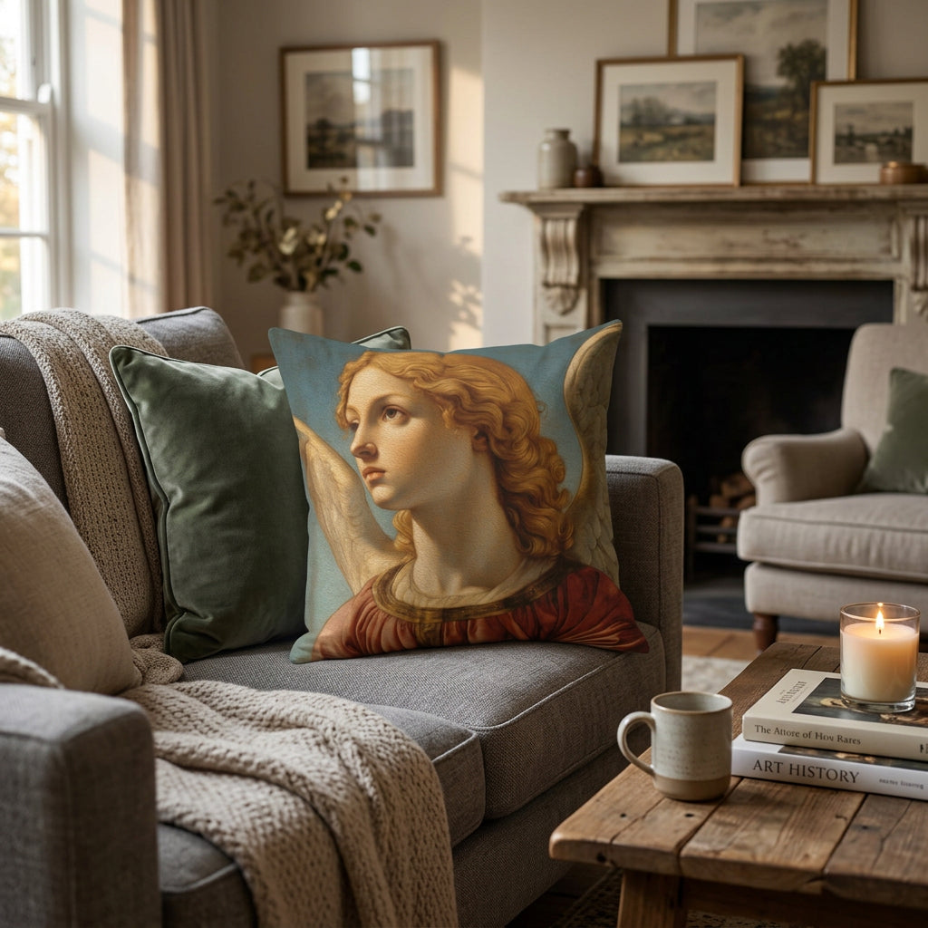 Renaissance Angel with Wings Faux Suede Cushion