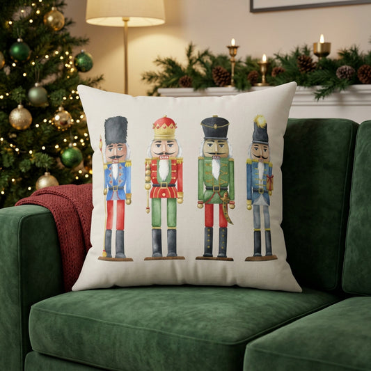 Holiday Nutcracker Toy Soldiers Faux Suede Cushion