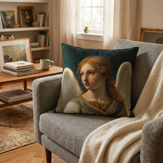 Renaissance Angel with Halo Quirky Faux Suede Cushion