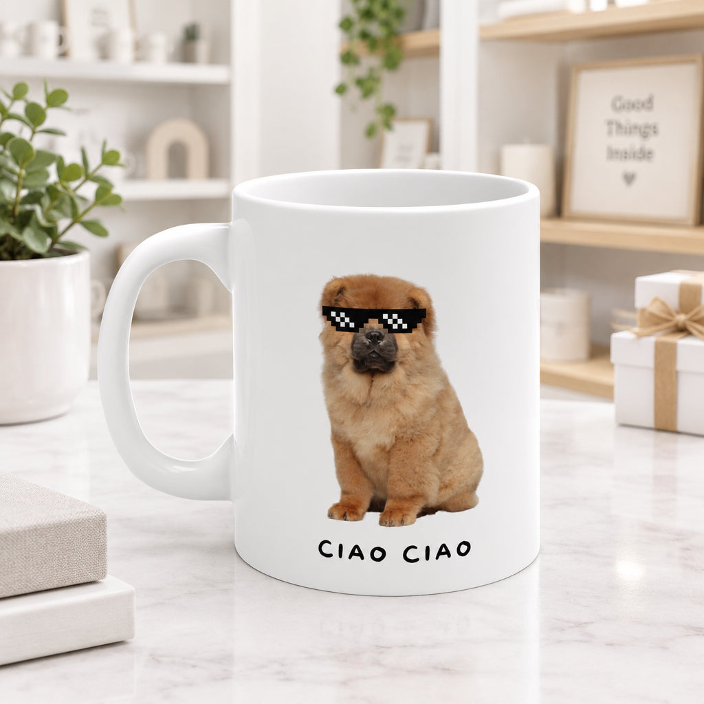 Chow Chow in Pixel Sunglasses Mug