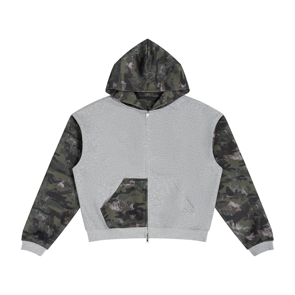 Robot Cat Camo Full Zip Boxy Hoodie