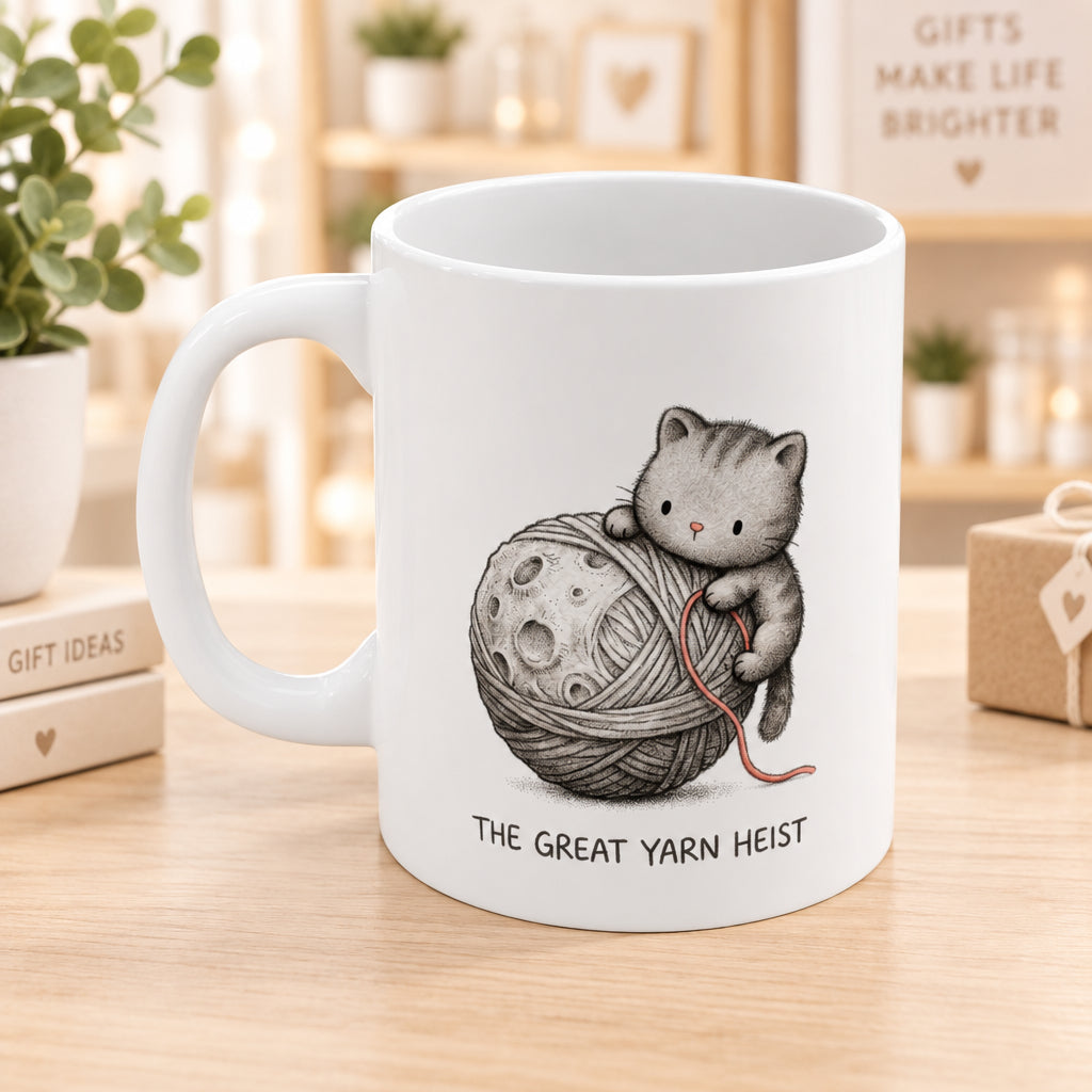 The Stippled Kitten & The Yarn Moon Mug