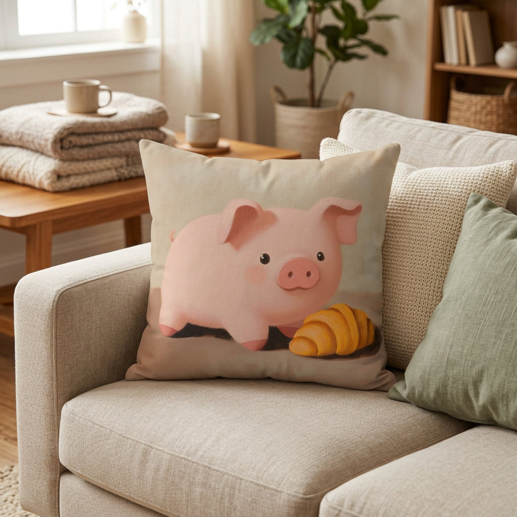 Piggy's Sweet Treat Faux Suede Cushion