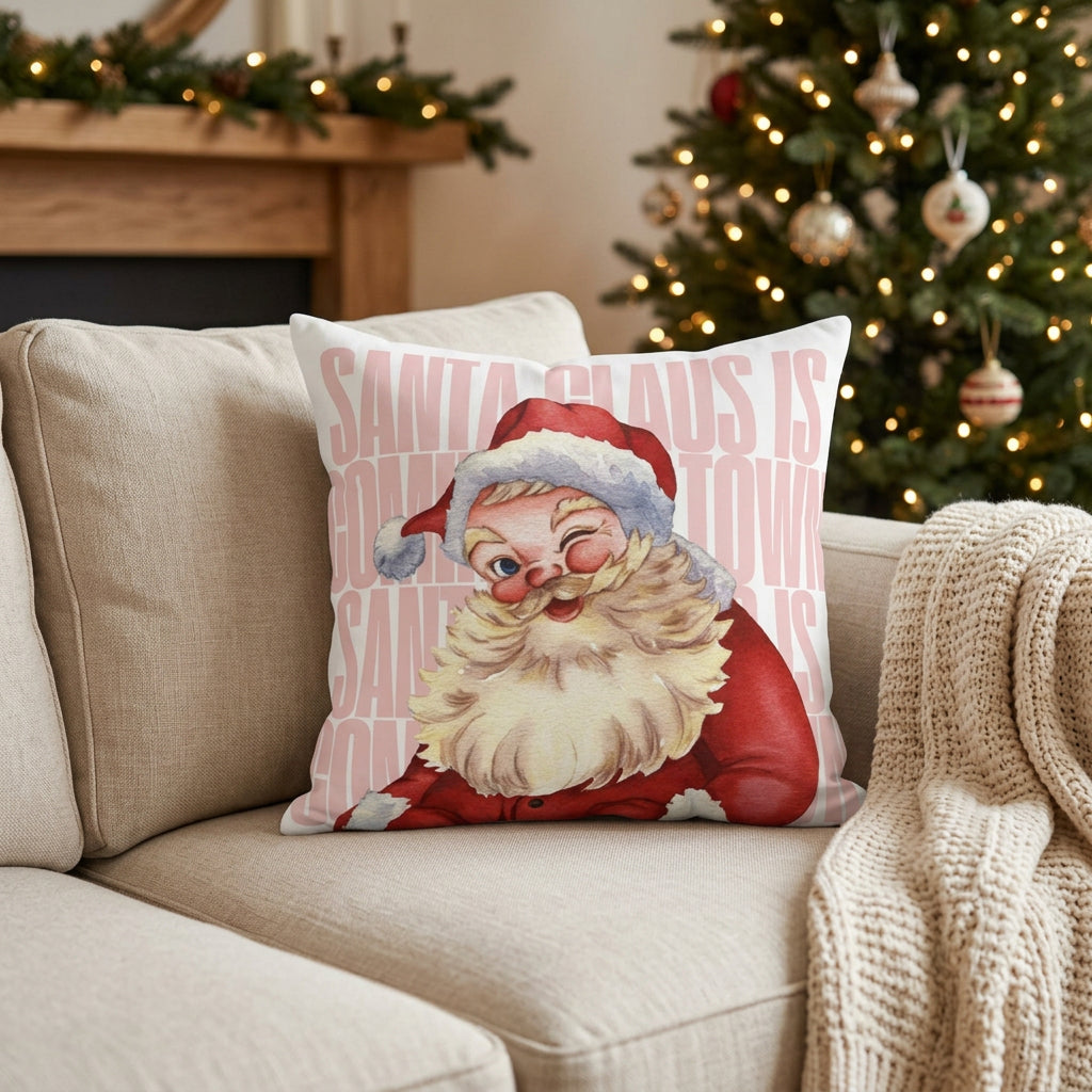 Santa Claus is Coming To Town Faux Suede Cushion