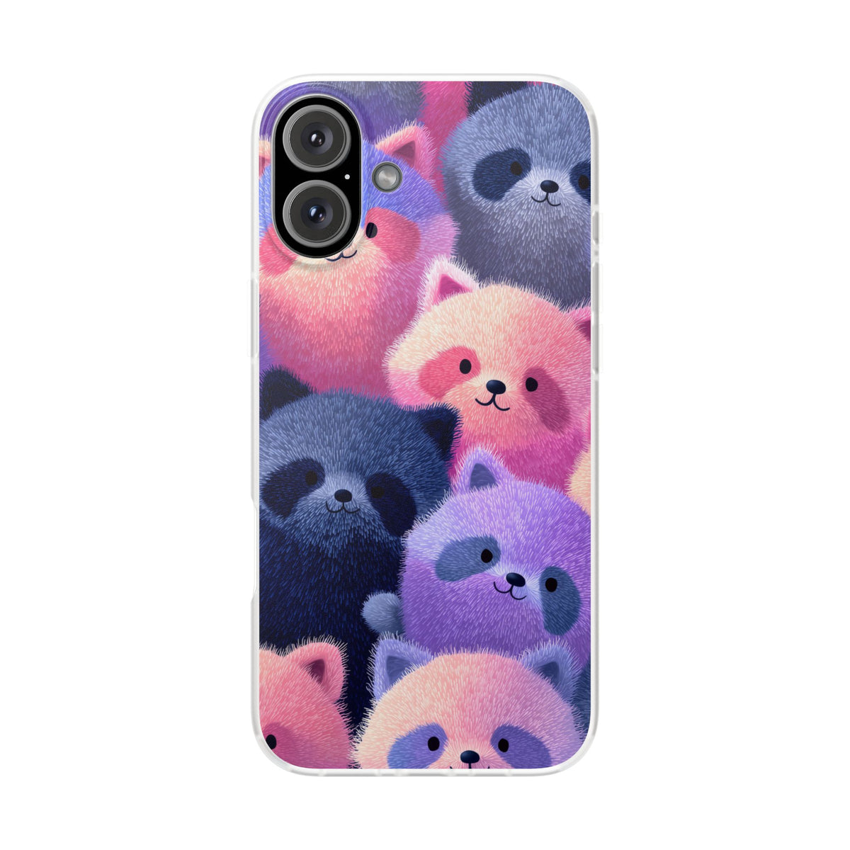 Fluffy Raccoon Cartoon Flexi Cases – Fun and Playful iPhone Case