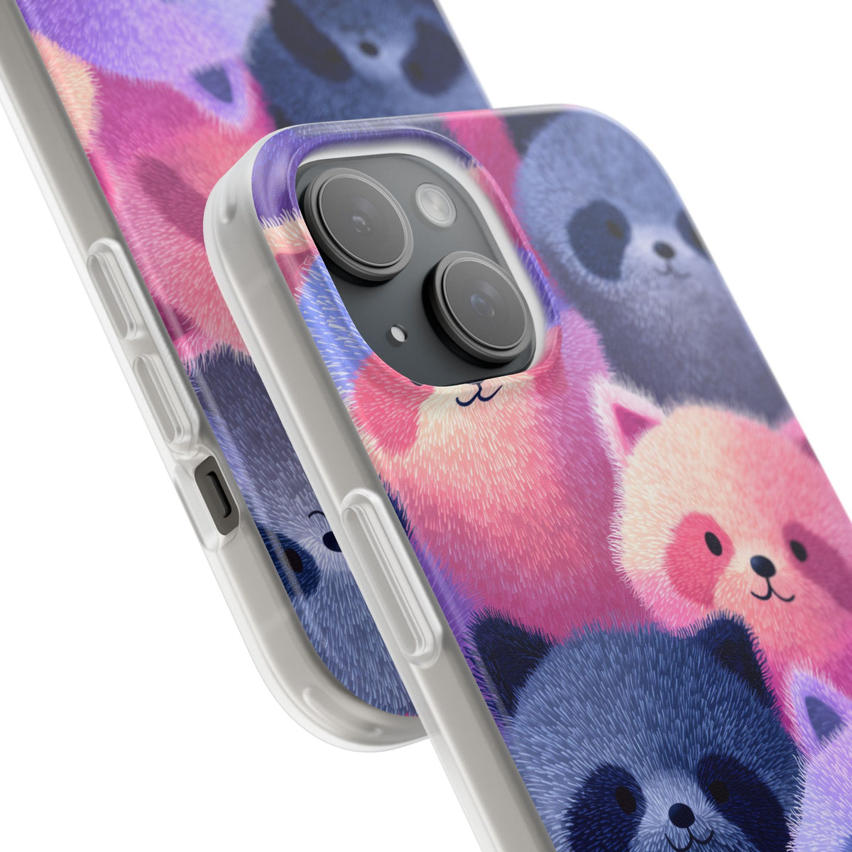 Fluffy Raccoon Cartoon Flexi Cases – Fun and Playful iPhone Case