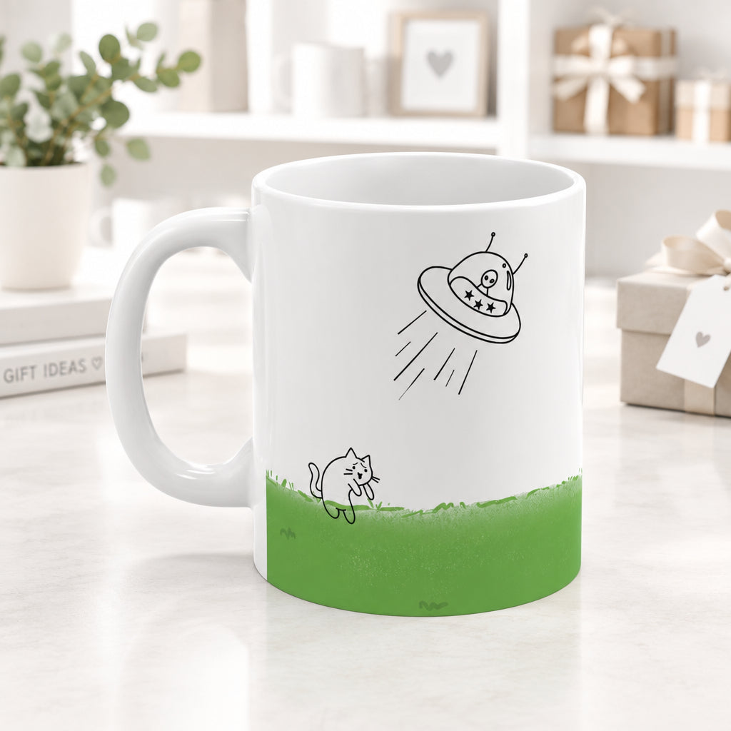 UFO Abducting Cat Mug