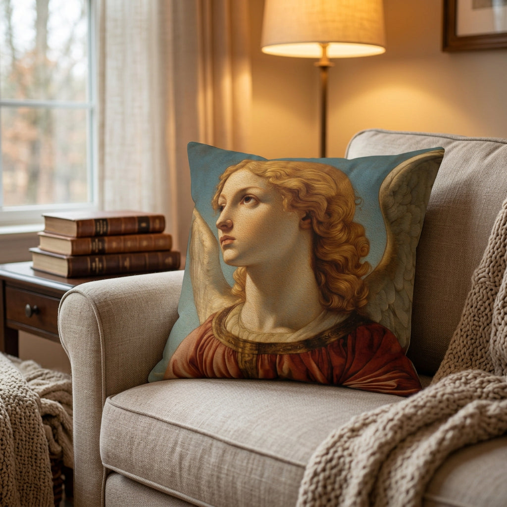 Renaissance Angel with Wings Faux Suede Cushion