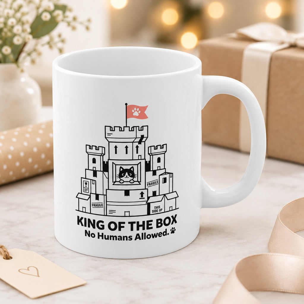 The Cardboard Fortress Cat Mug