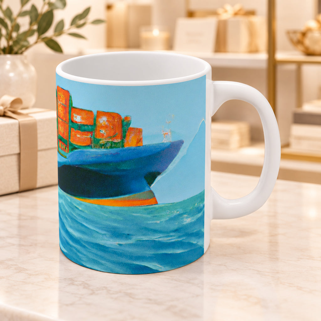 Cargo Ship Art Mug