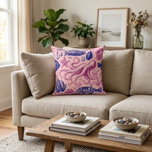 Deep Sea Day Dream Faux Suede Cushion