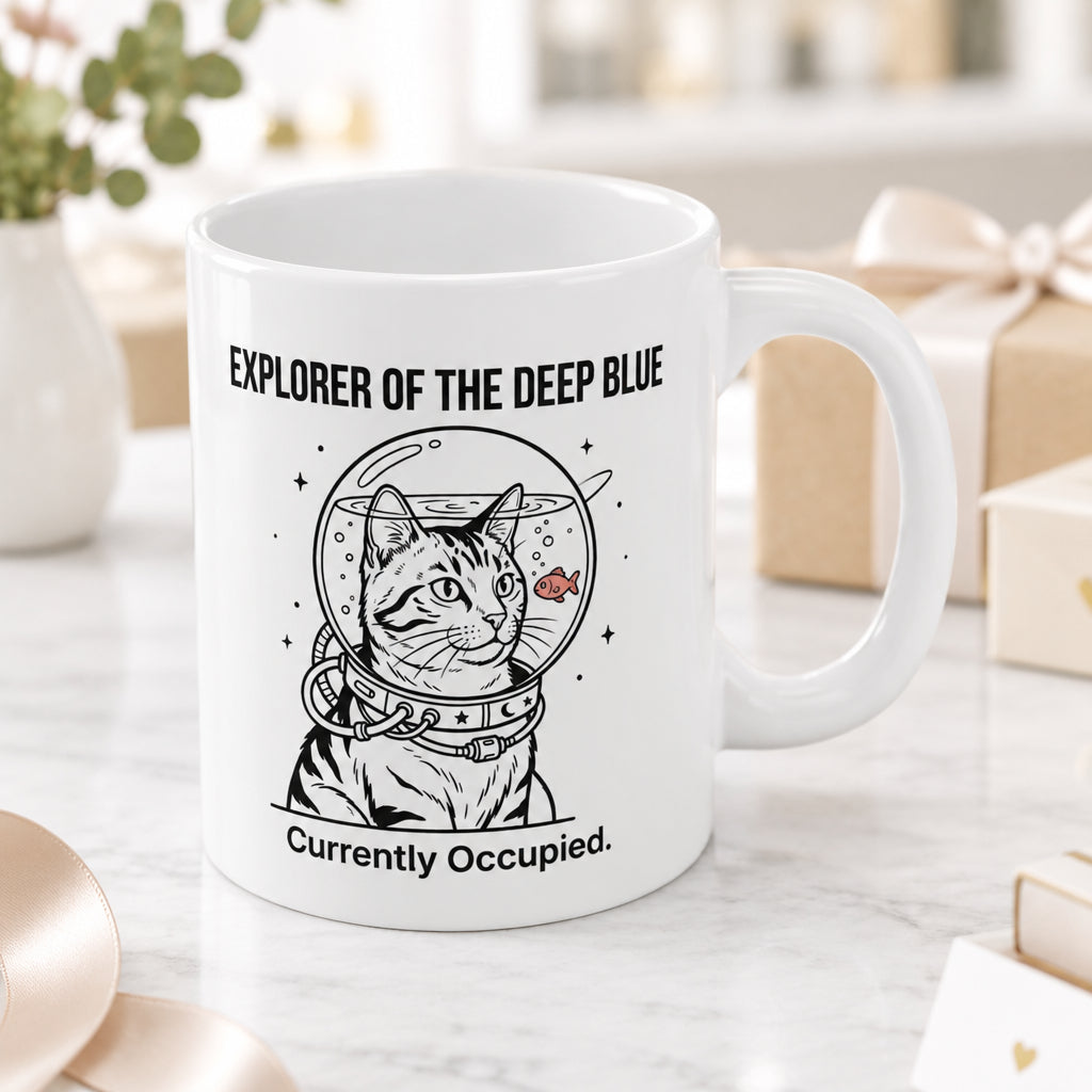 The Fishbowl Astronaut Cat Mug