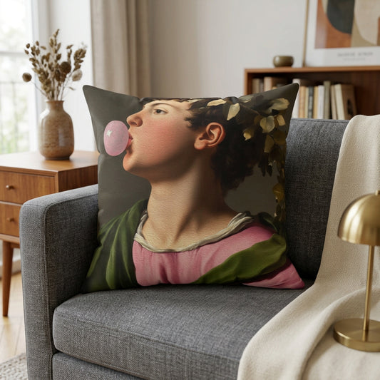 Bubblegum Baron Quirky Faux Suede Cushion