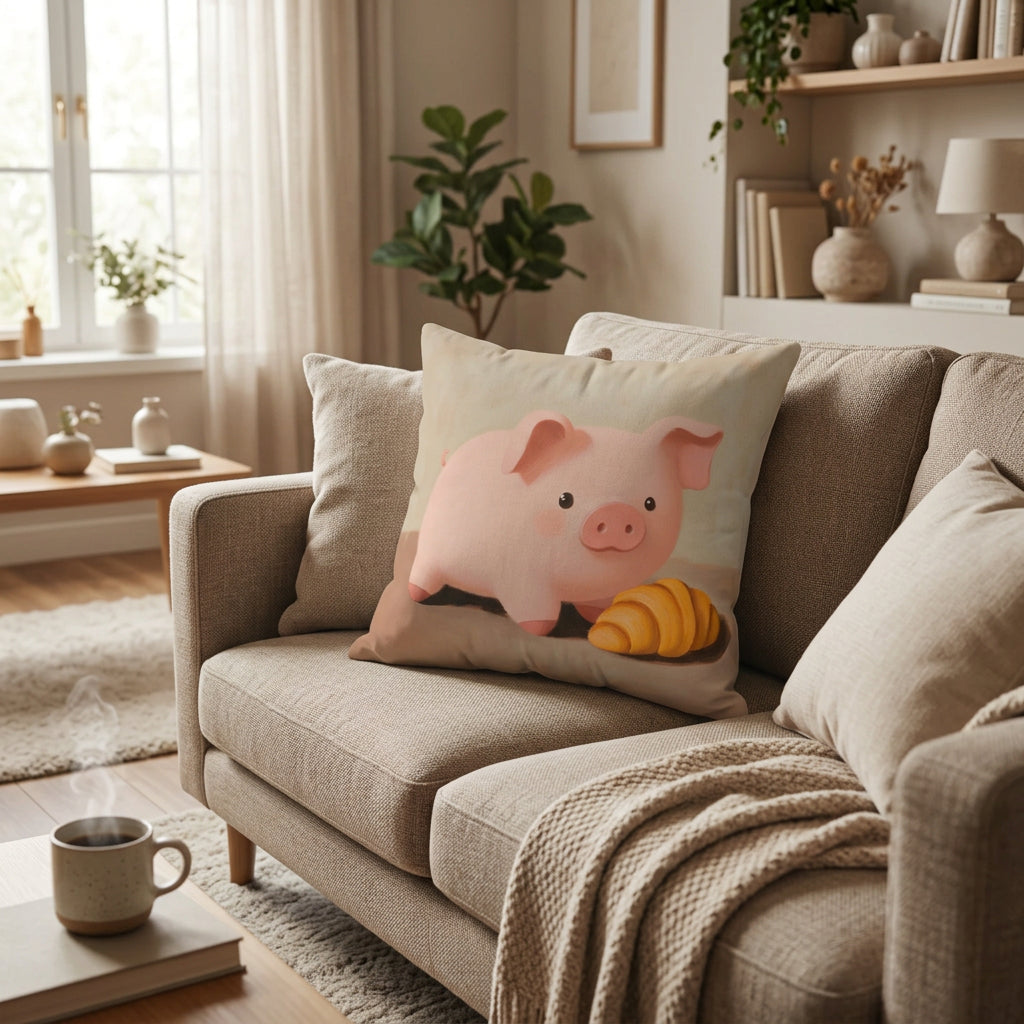 Piggy's Sweet Treat Faux Suede Cushion