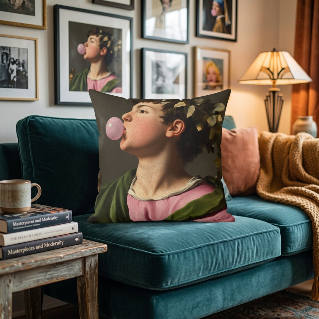 Bubblegum Baron Quirky Faux Suede Cushion