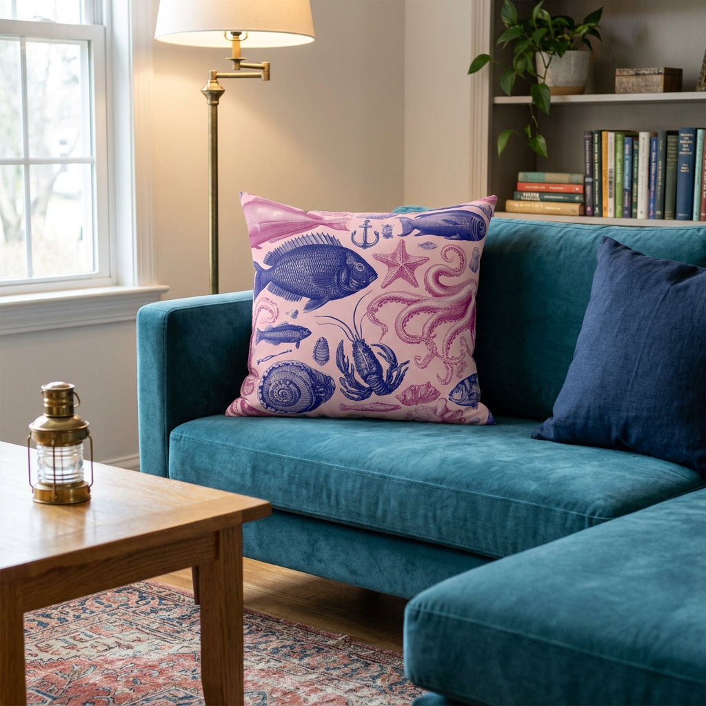 Deep Sea Day Dream Faux Suede Cushion