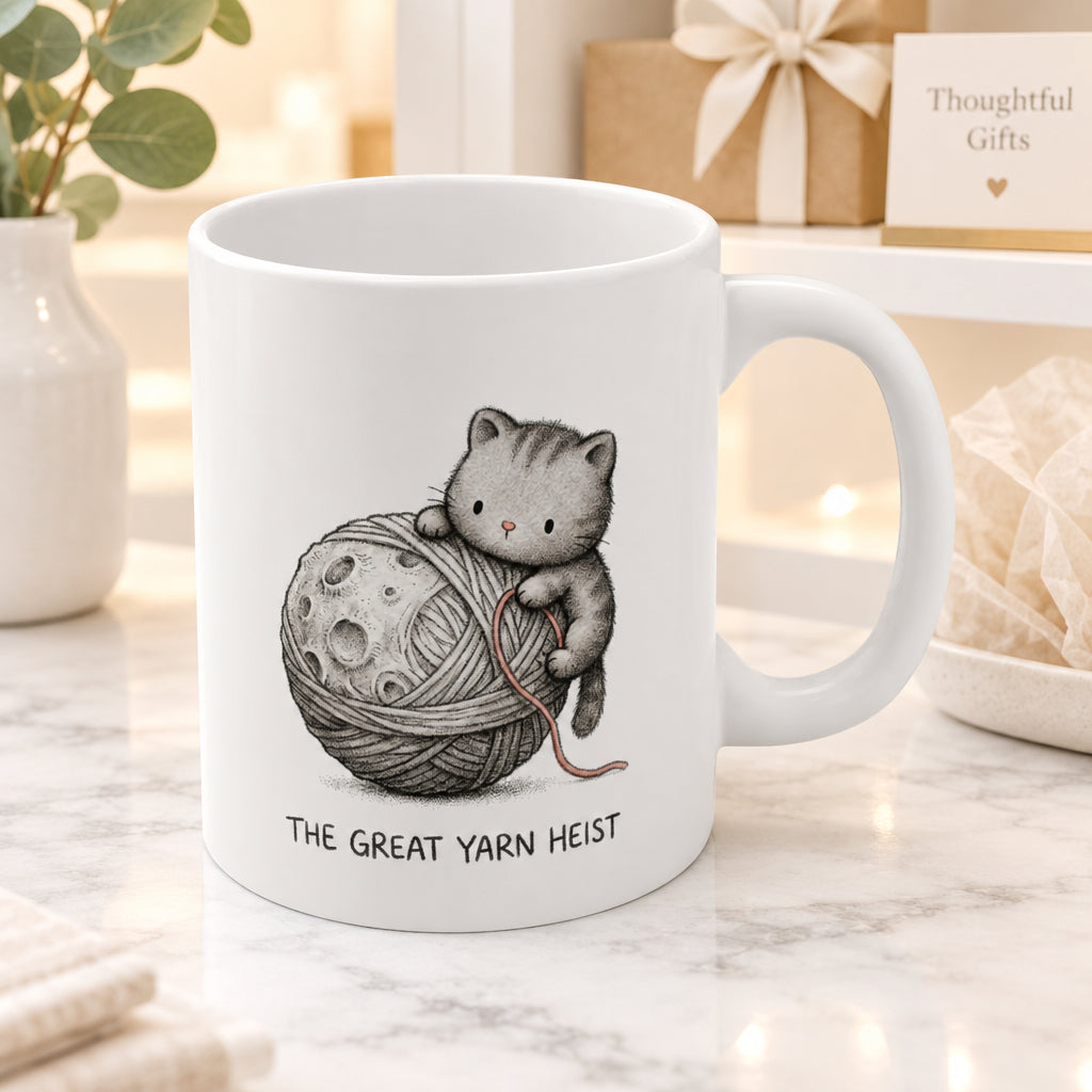The Stippled Kitten & The Yarn Moon Mug