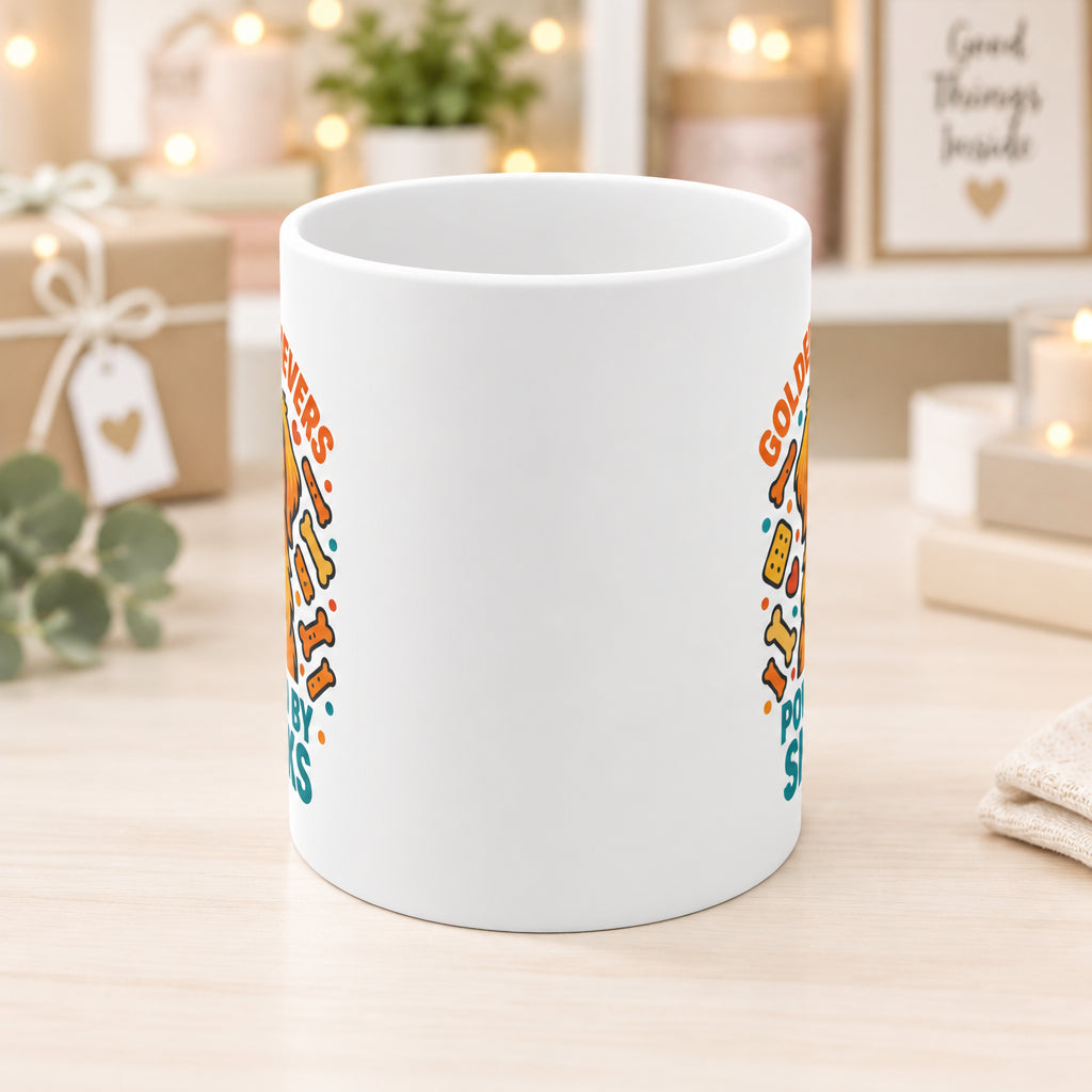 Golden Retrievers Powered by Snacks 11oz Ceramic Coffee Cup