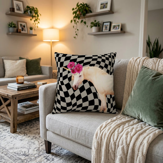 Cosmic Retro Unicorn Square Pillow - 3 Sizes