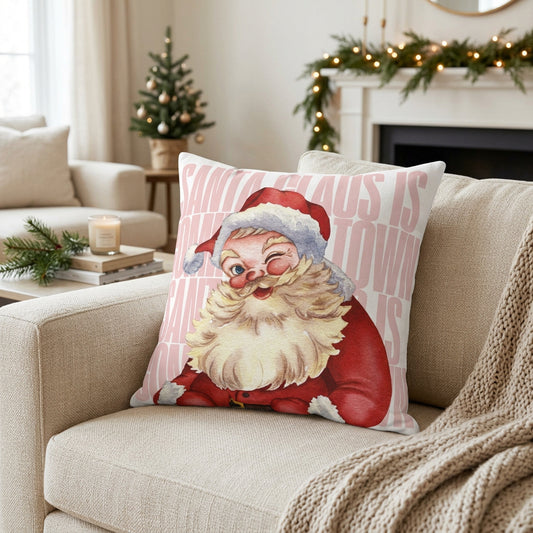 Santa Claus is Coming To Town Faux Suede Cushion