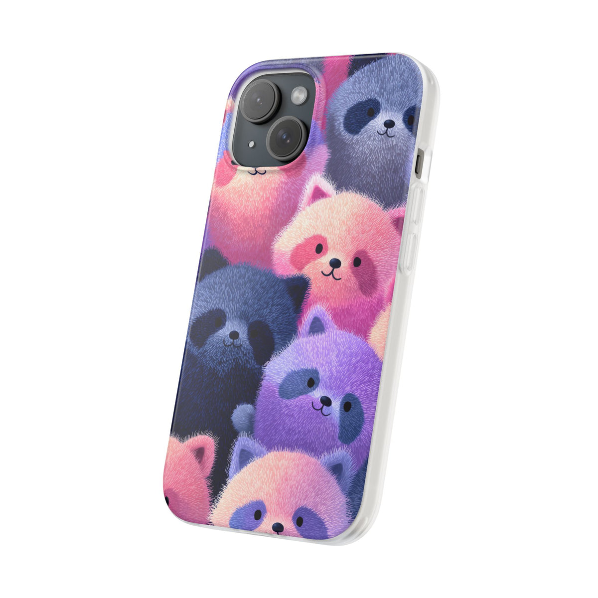 Fluffy Raccoon Cartoon Flexi Cases – Fun and Playful iPhone Case