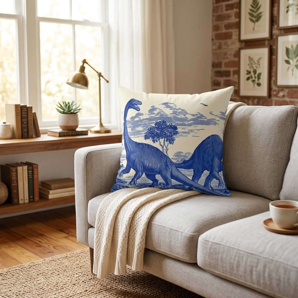 Roam with the Giants Dinosaur Faux Suede Cushion