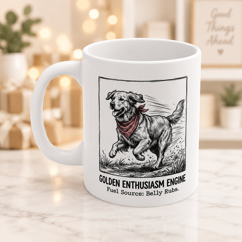 The Golden Retriever Enthusiasm Engine Mug