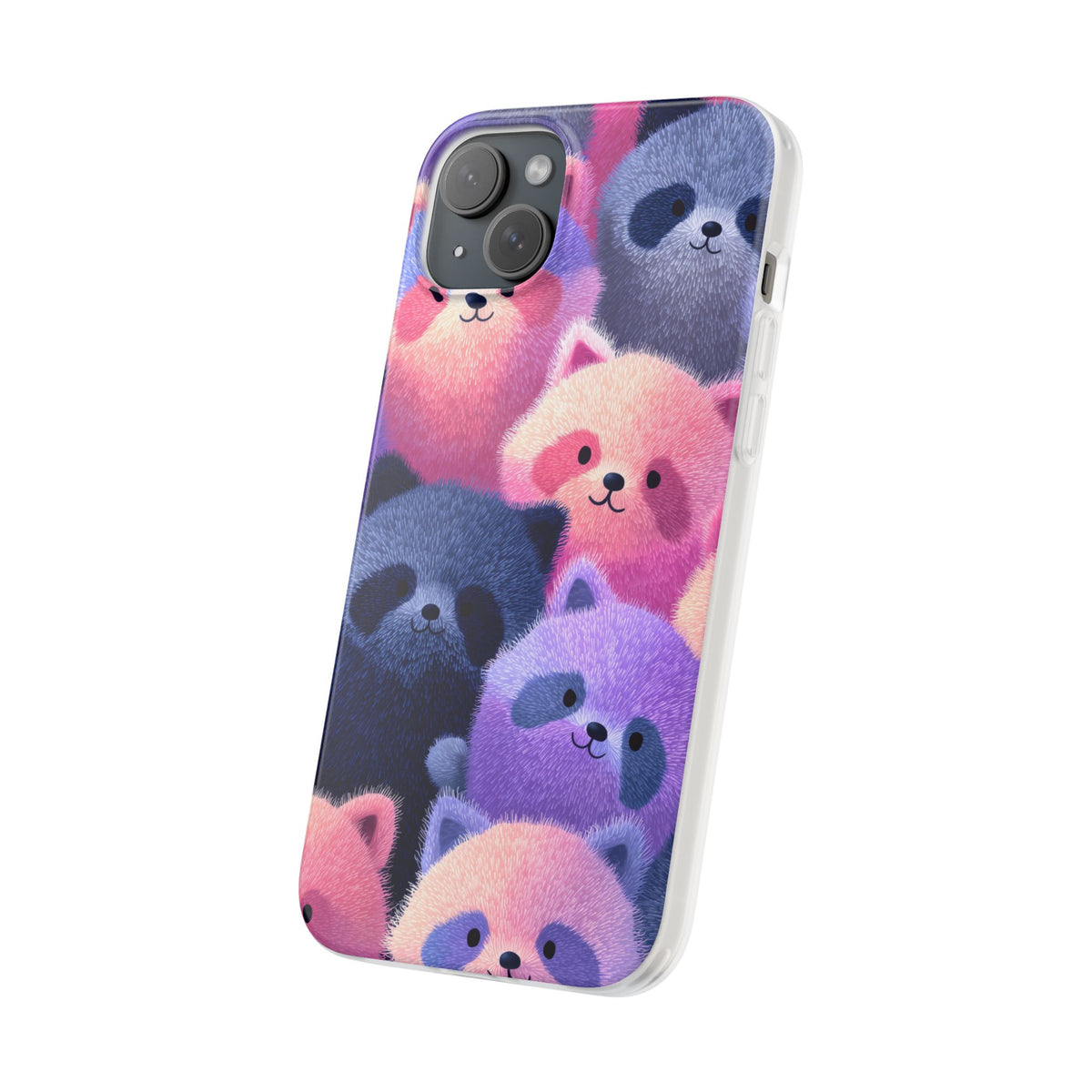 Fluffy Raccoon Cartoon Flexi Cases – Fun and Playful iPhone Case