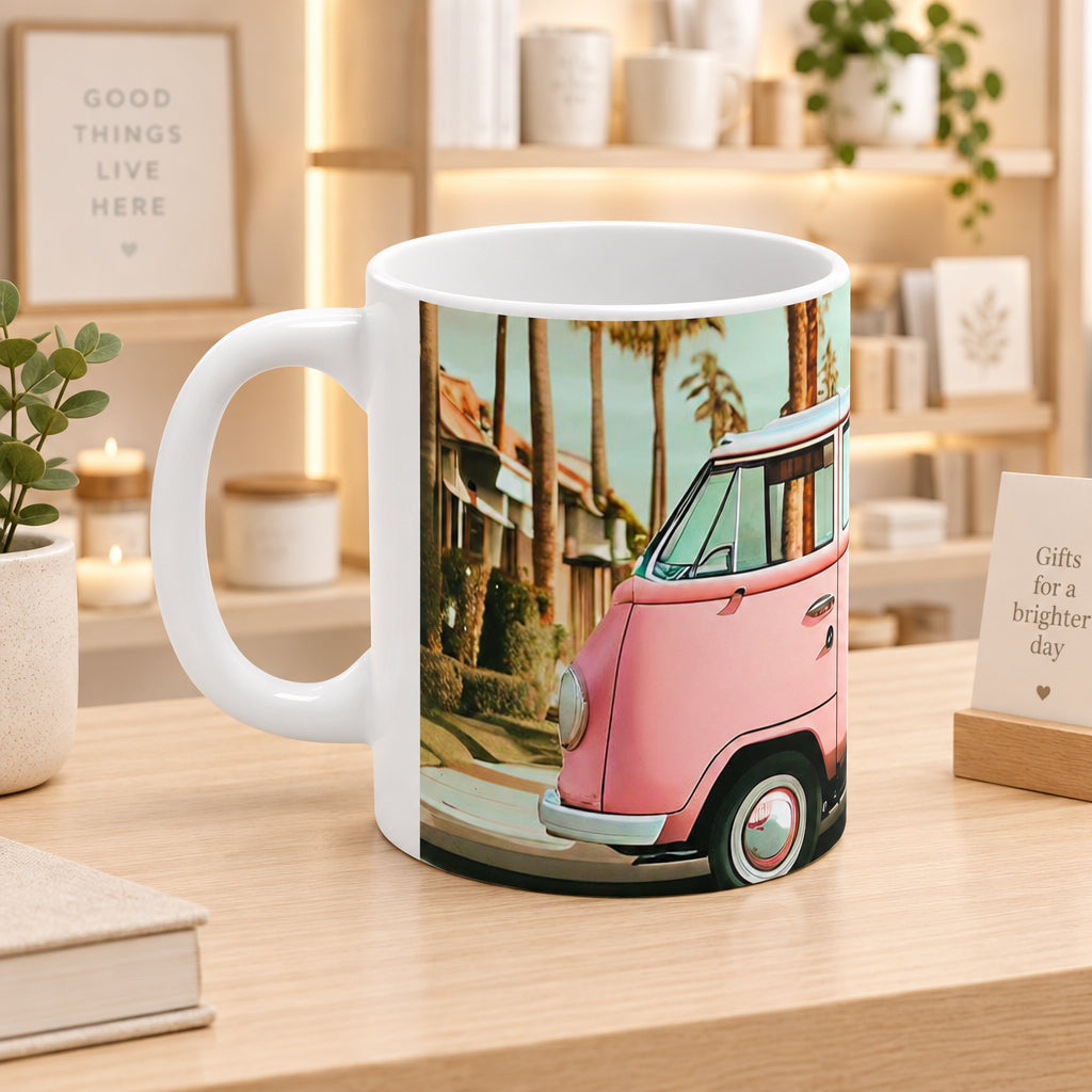 Retro Pink Van Coffee Tea Mug