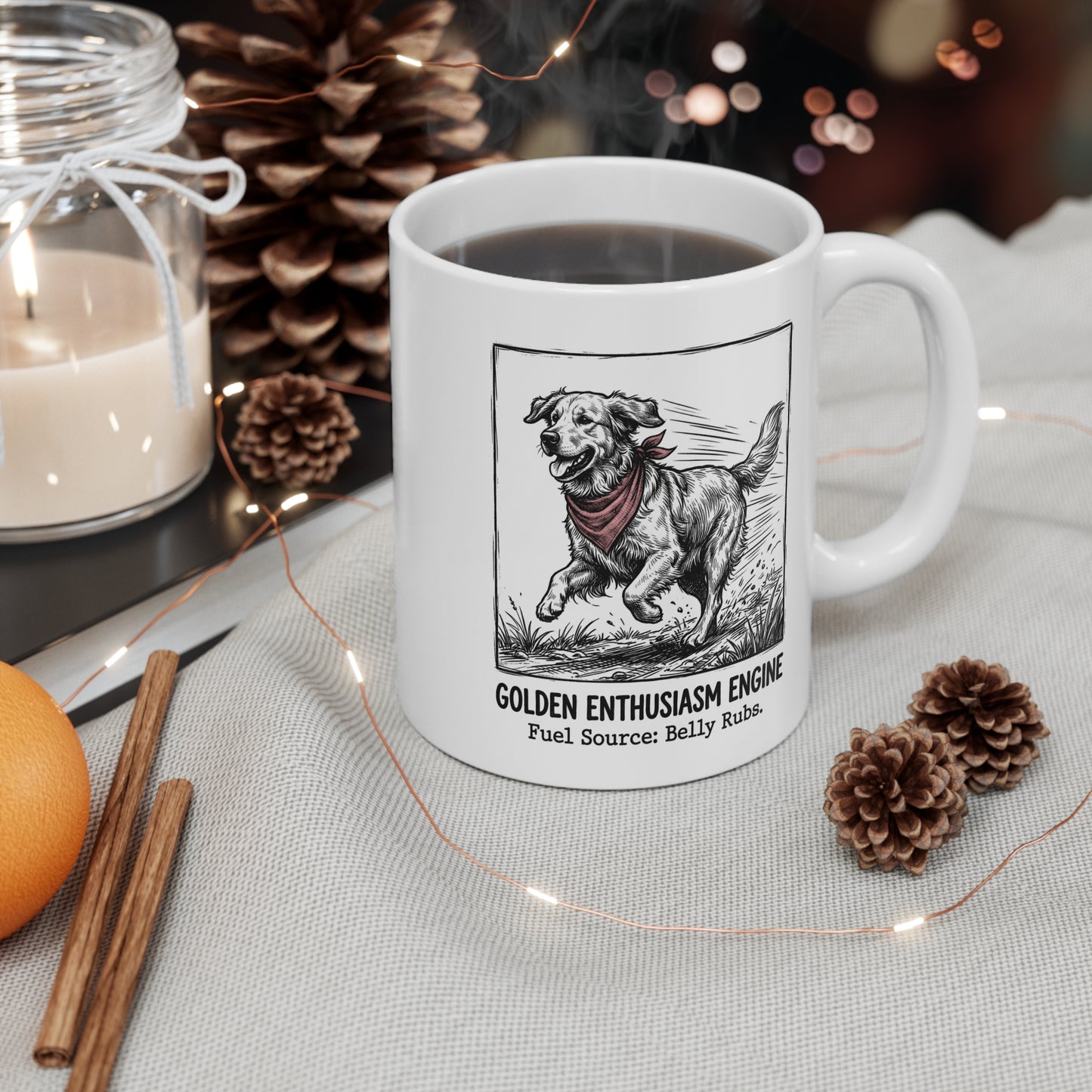 The Golden Retriever Enthusiasm Engine Mug