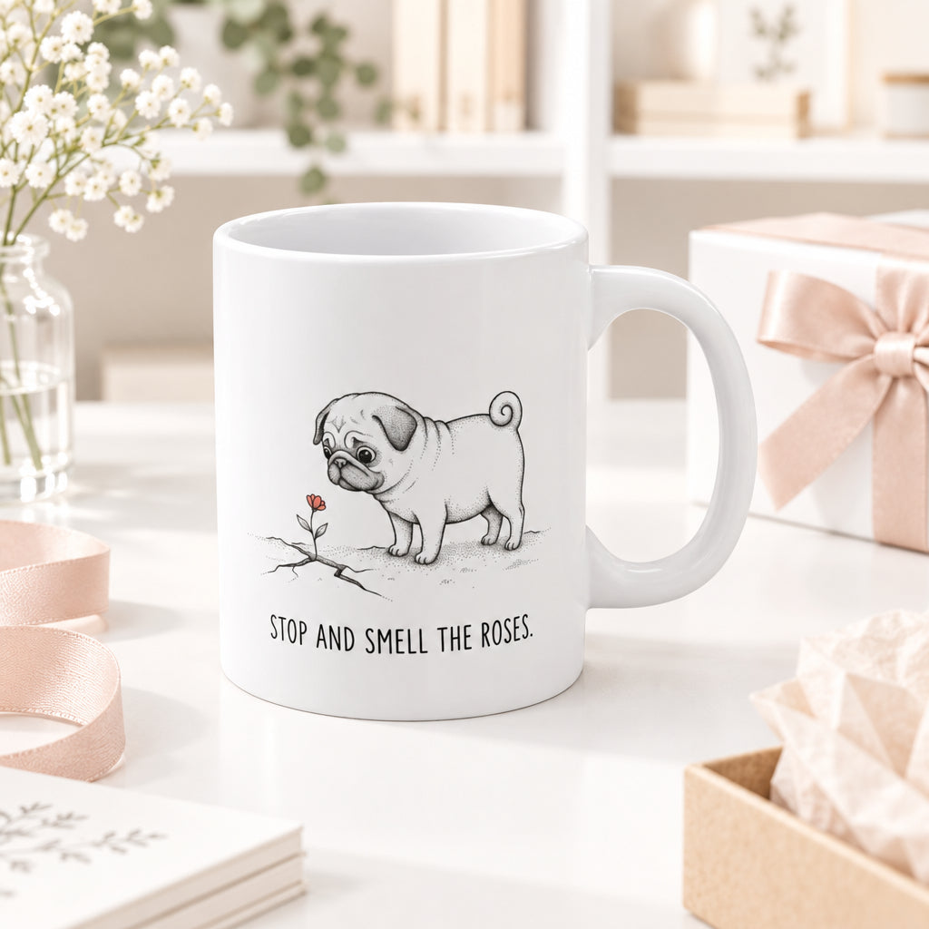 The Pondering Pug & The Tiny Flower Mug