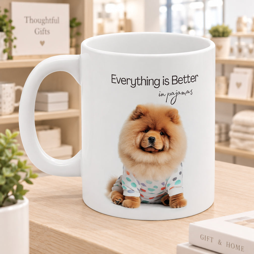 Fluffy Chow Chow in Pajamas Mug