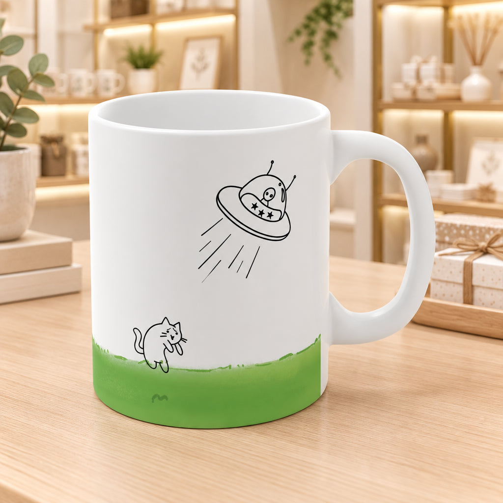 UFO Abducting Cat Mug