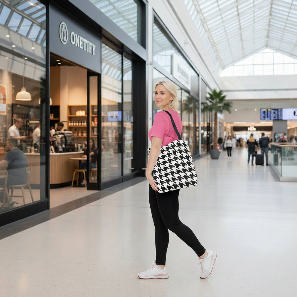 Black & White Houndstooth Tote Bag
