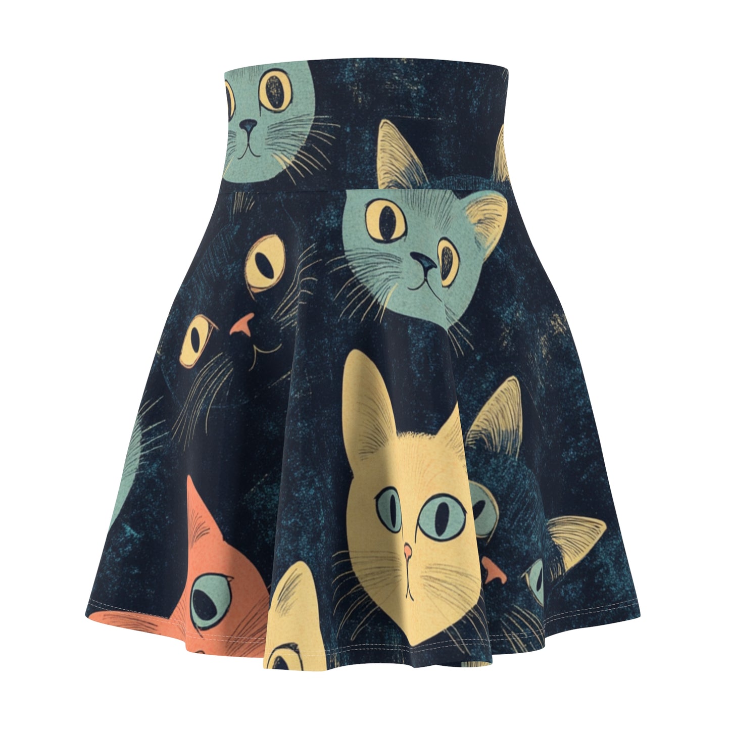 Cat Pattern Skater Skirt