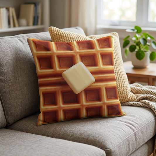 Butter Bliss Waffle Square Pillow - 3 Sizes