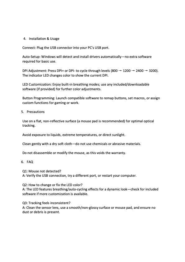 USB Wired 7D LED Optical Gaming Mouse