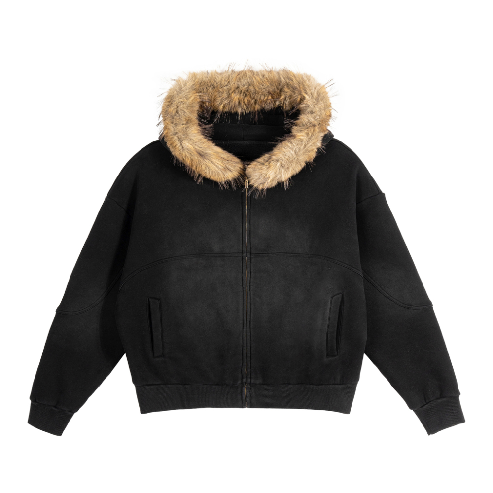 Eagle Boxy Detachable Fur Hoodie