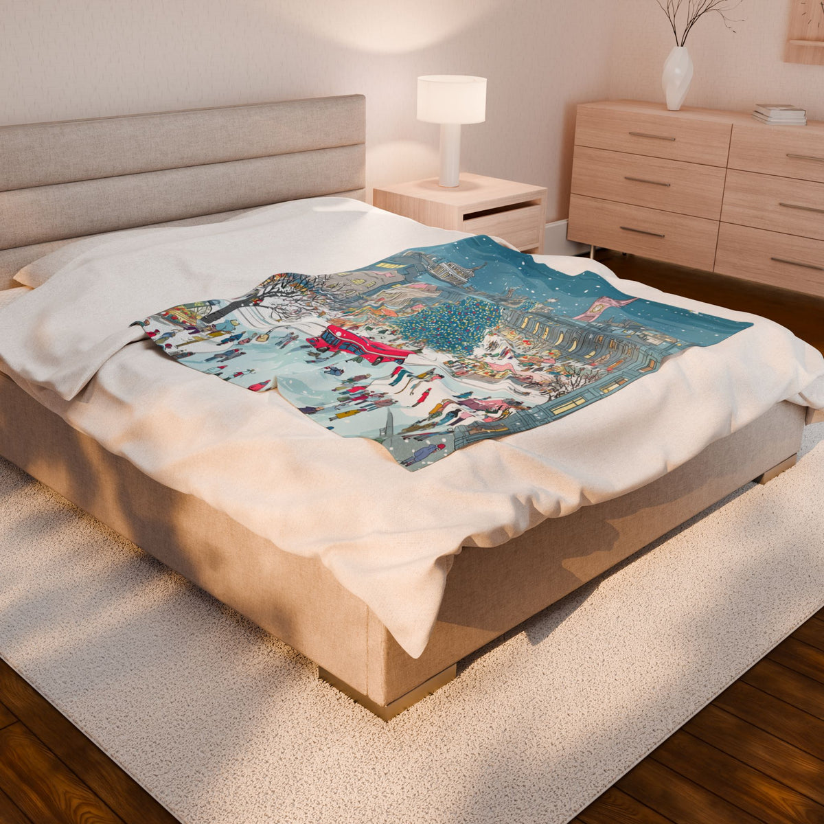 The Enchanted Christmas Market Blanket Plush Throw