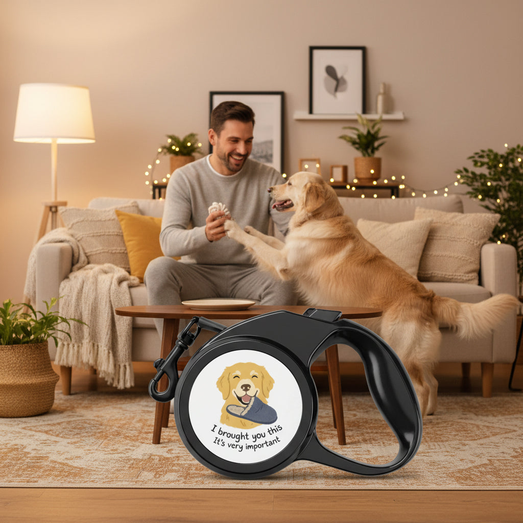 Retractable Dog Leash - Golden Retriever ‘I Brought You This, It’s Very Important’ Cute Pet Gift