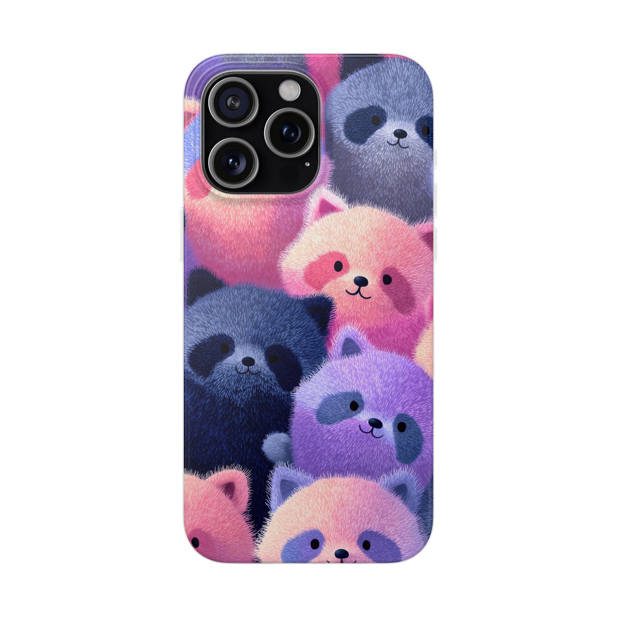 Fluffy Raccoon Cartoon Flexi Cases – Fun and Playful iPhone Case