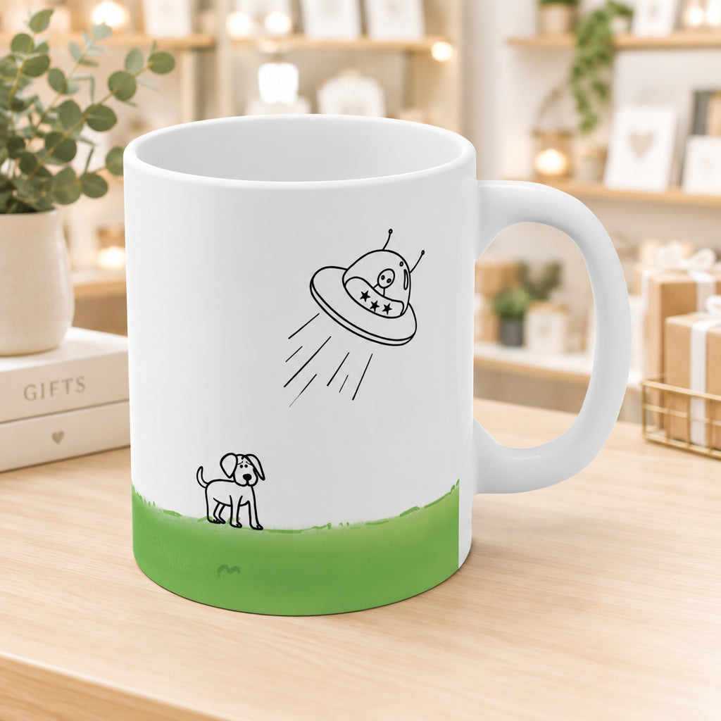 UFO Abducting Dog Mug