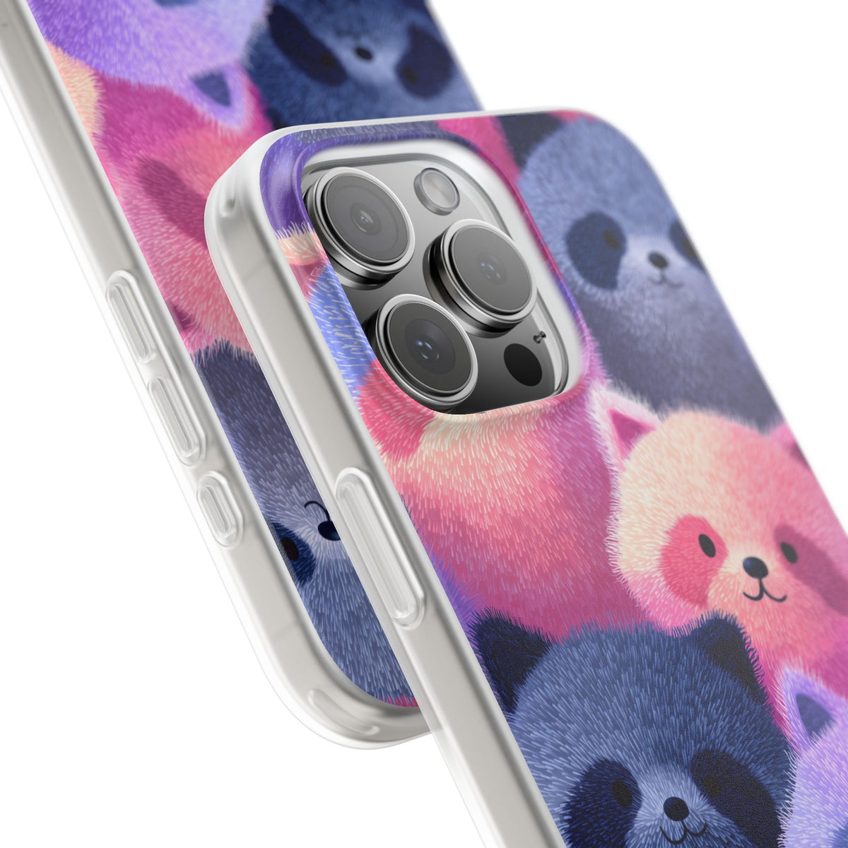 Fluffy Raccoon Cartoon Flexi Cases – Fun and Playful iPhone Case
