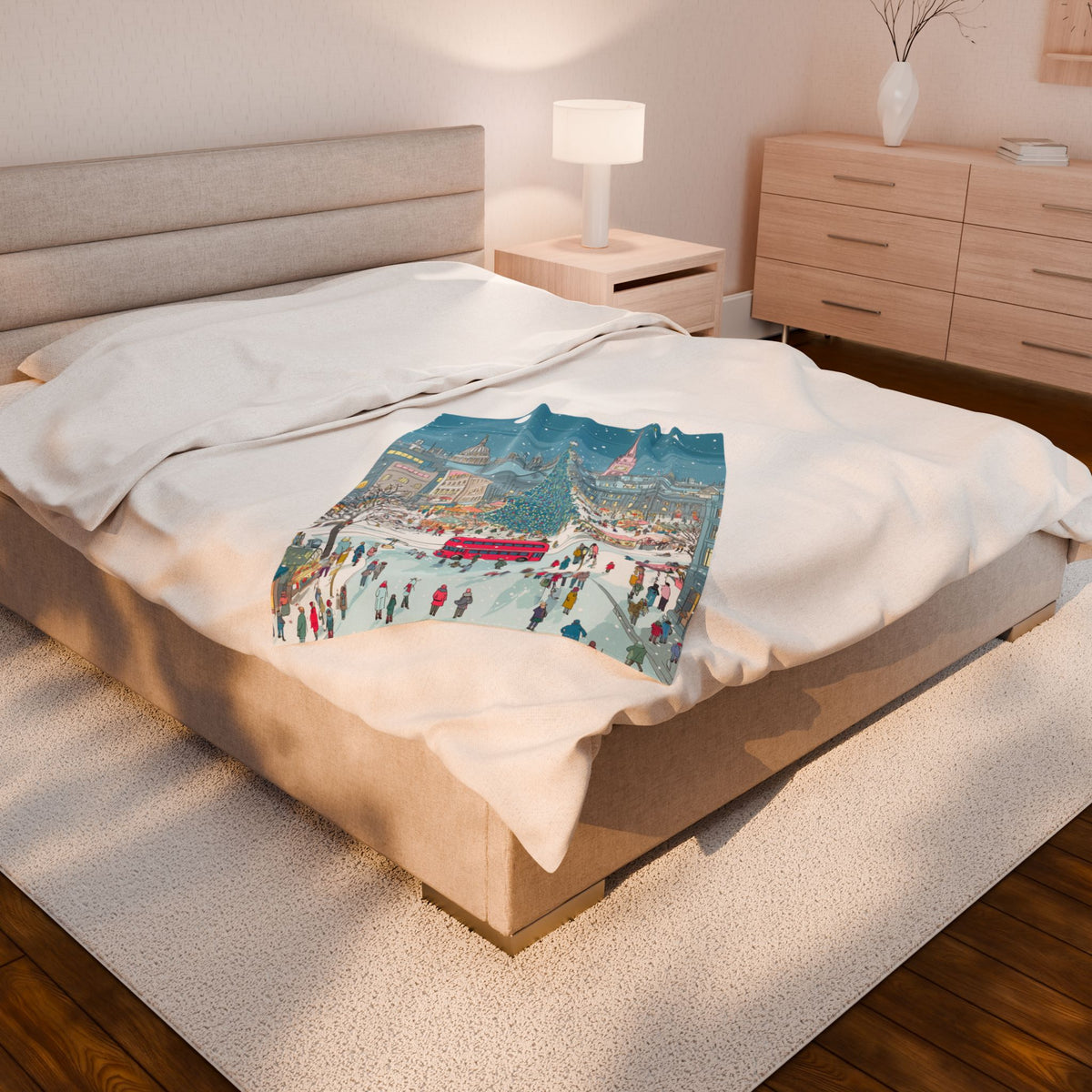 The Enchanted Christmas Market Blanket Plush Throw