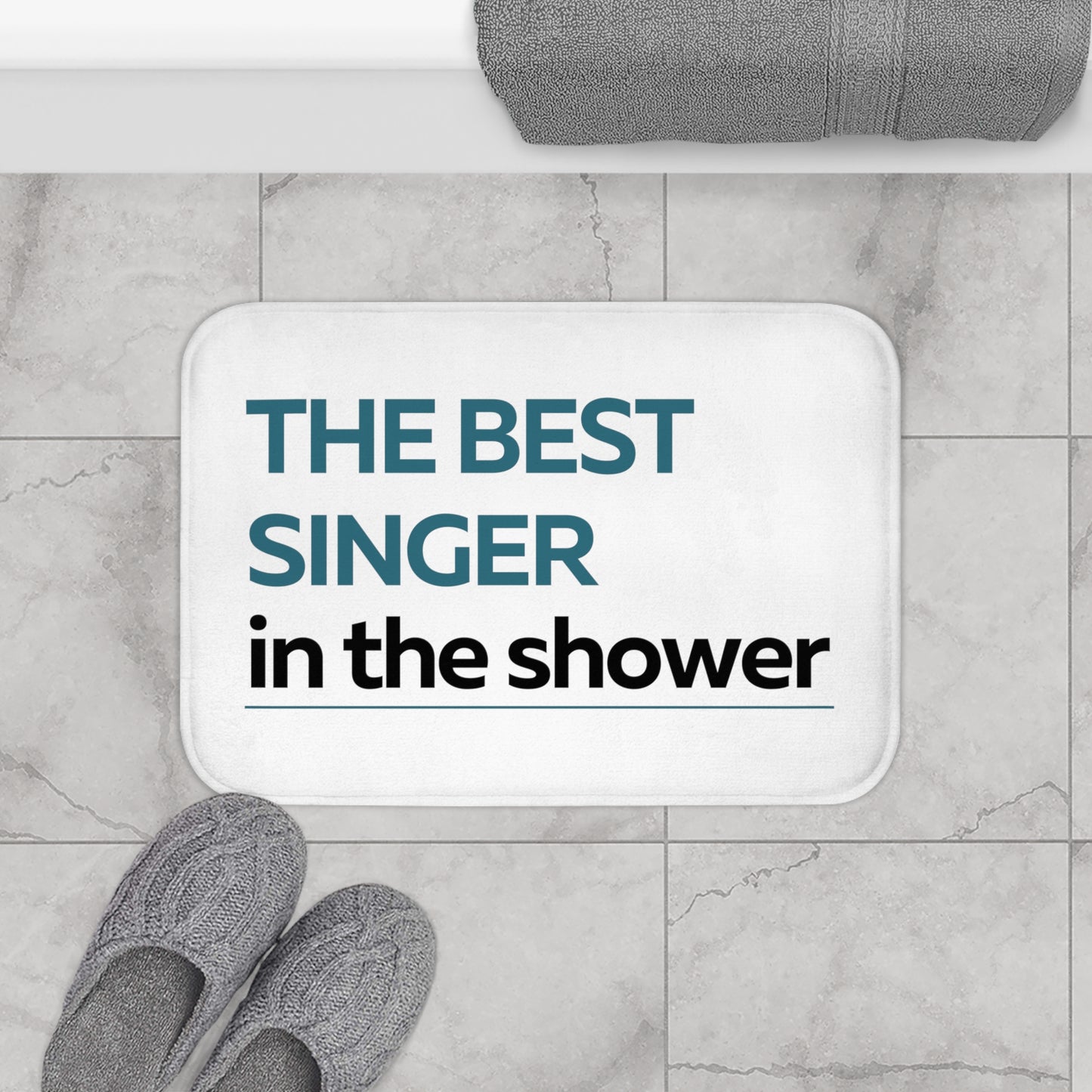 The Best Singer in The Shower Blue Bath Mat