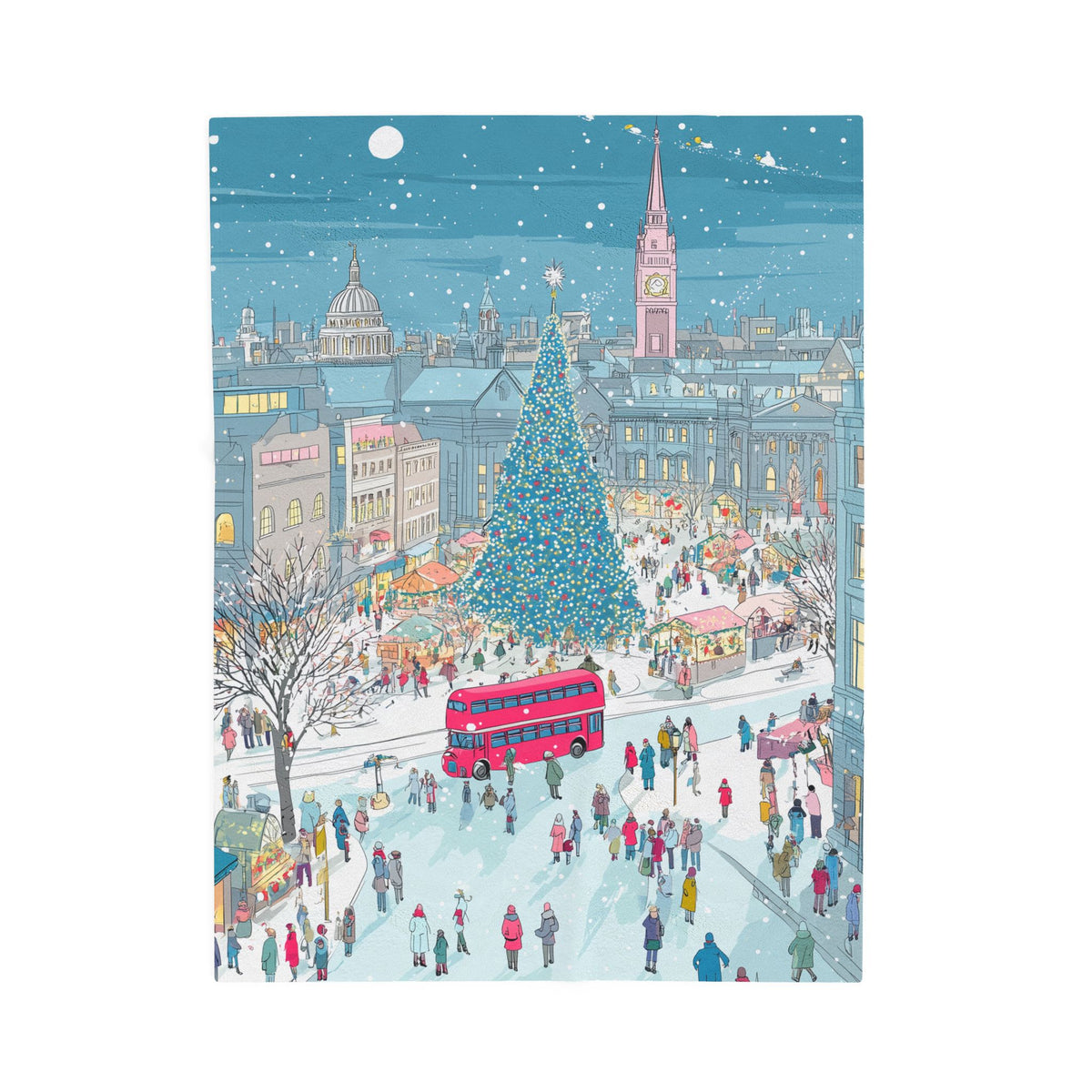 The Enchanted Christmas Market Blanket Plush Throw
