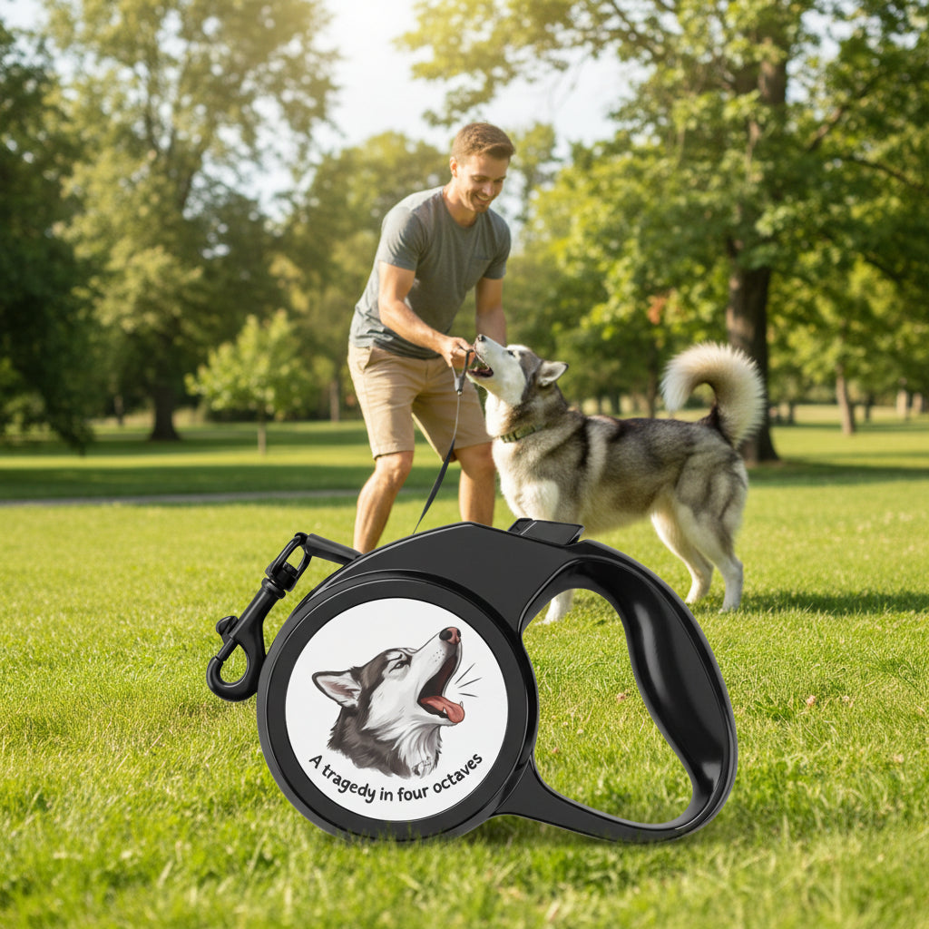 Retractable Pet Leash — Husky Singing Design (“A Tragedy in Four Octaves”)