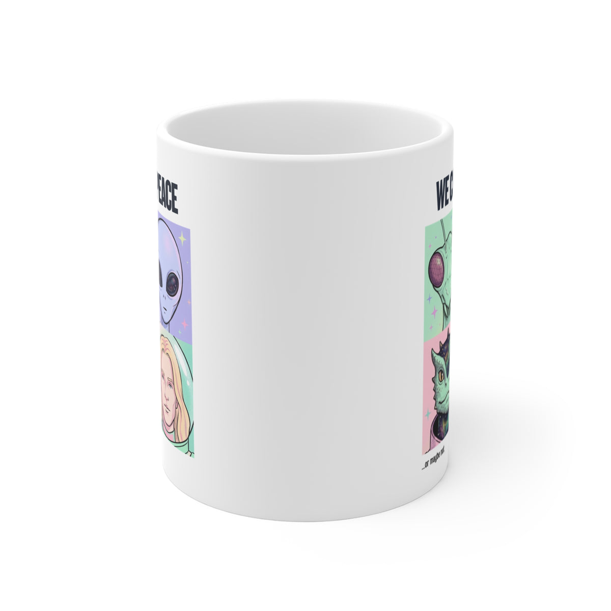 We Come in Peace Mug - Alien Portraits 11oz Ceramic Coffee Cup