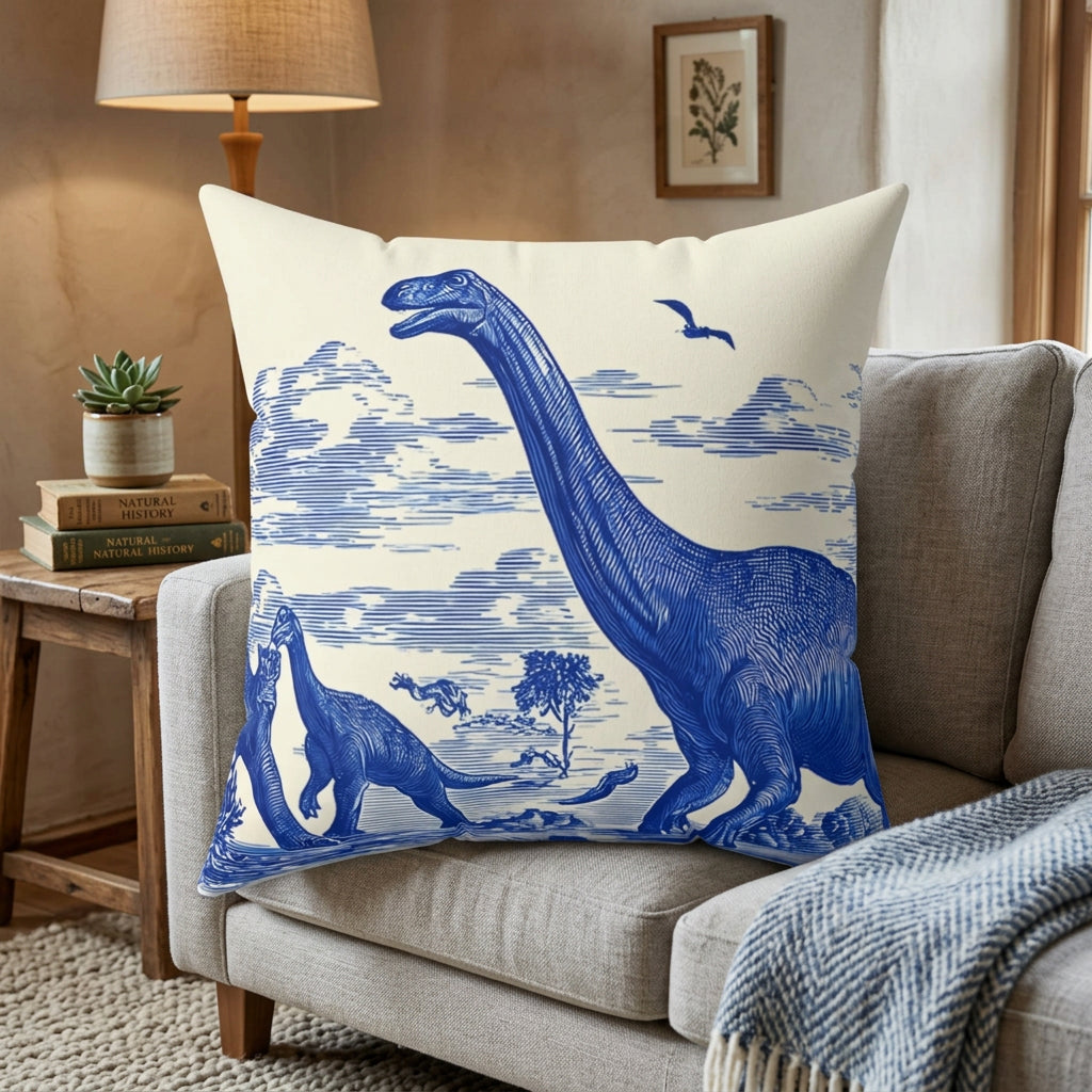 Roam with the Giants Dinosaur Faux Suede Cushion